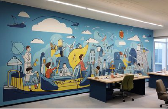 登封办公室墙绘的特点。